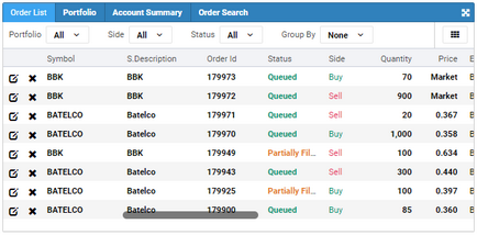 order list